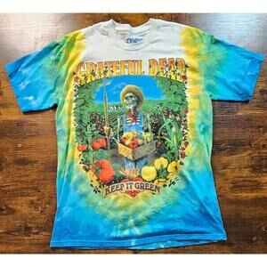 Liquid Blue Grateful Dead Keep It Green Tie Dye T Shirt Cotton Mens Size Large